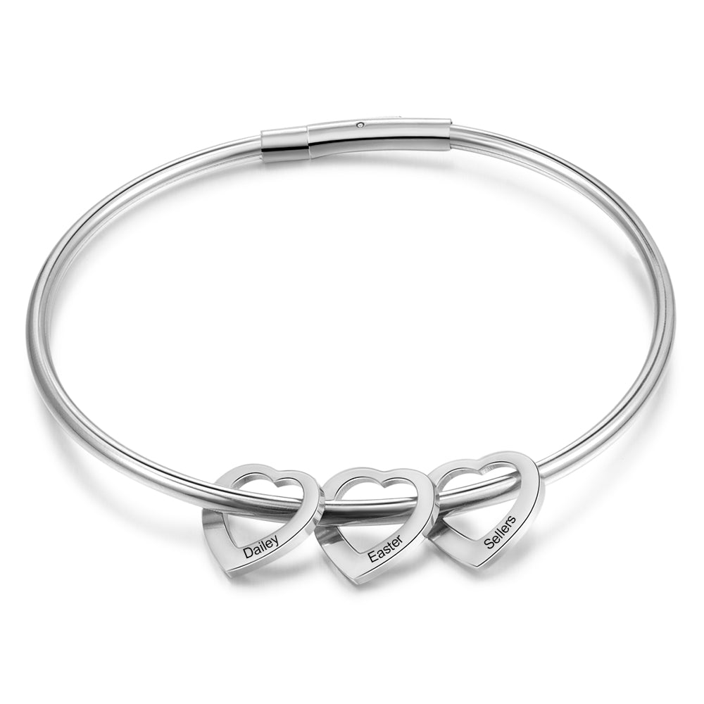 LoveTag - Mom's Day Personalized Engraved Name Heart Charm Bracelets